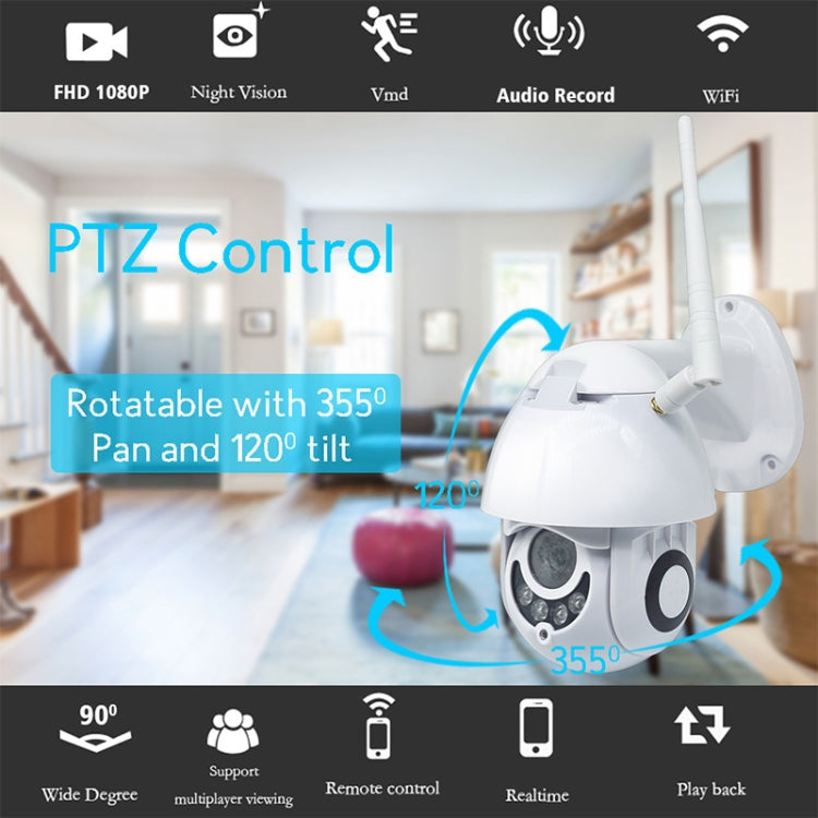PTZ Control 355 Degree Rotation Infrared WiFi Smart Dome Camera, Two-Way Voice Intercom Monitor, OU-A1IN PTZ Control 355 Degree Rotation Infrared WiFi Smart Dome Camera, Two-Way Voice Intercom Monitor, OU-A1IN
